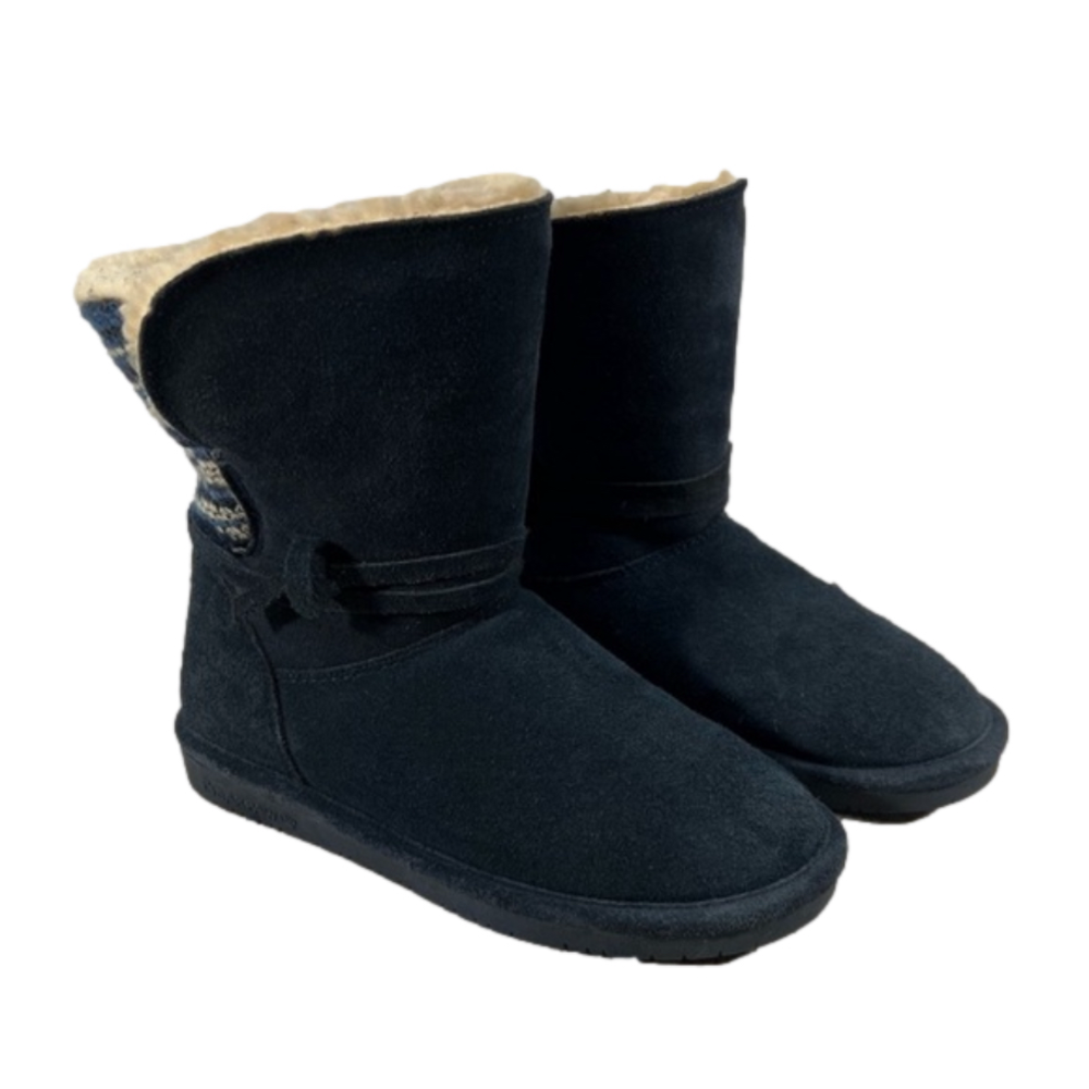 BEARPAW Women's Maggie Suede Sheepskin Boots Size 6 Black